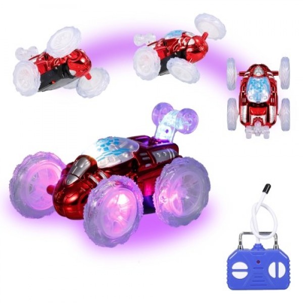 360° Tumbling Remote Control Stunt Car RC Car Toy with Flashing LED Lights for Kids Boys Girls