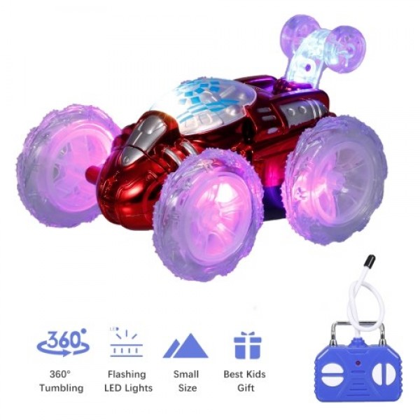 360° Tumbling Remote Control Stunt Car RC Car Toy with Flashing LED Lights for Kids Boys Girls