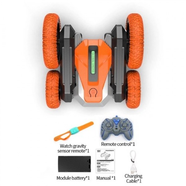 GD99 2.4G RC Stunt Car 360° Rotation Double-sided Driving with LED Light and Music RC Car RC Crawler Christmas Gift for Kids