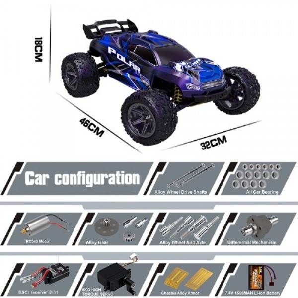 HS10412 RC Car 1/8 2.4GHz 4WD Racing Car High Speed 45km/h Off-Road Car