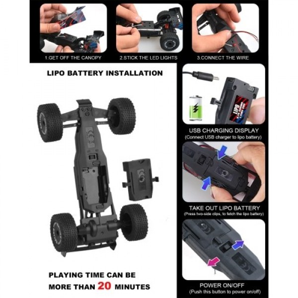 1/24 2.4GHz Remote Control Car High Speed RC Race Car RTR with Electronic Stability System