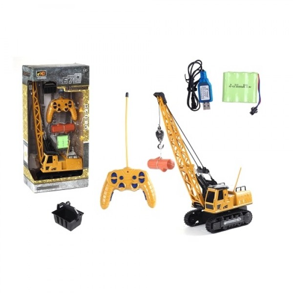 Remote Control Electric Construction Crane Music Sound Colorful Light 360 Degree Rotation