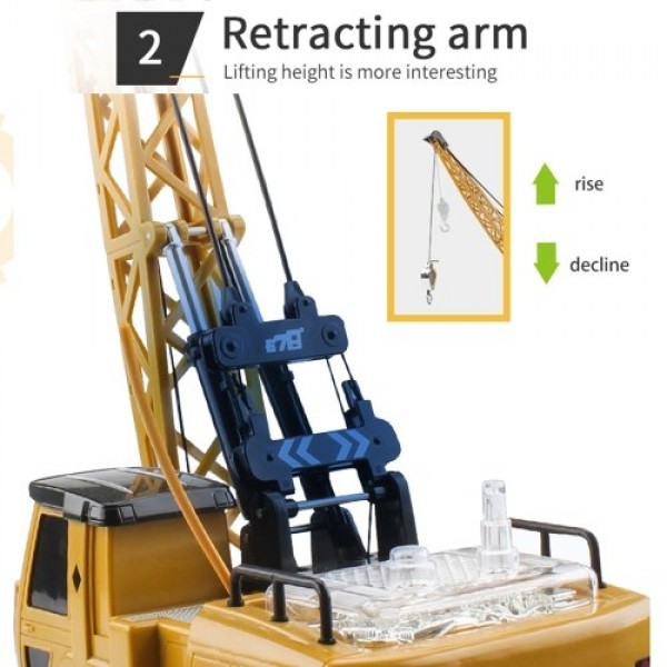 Remote Control Electric Construction Crane Music Sound Colorful Light 360 Degree Rotation