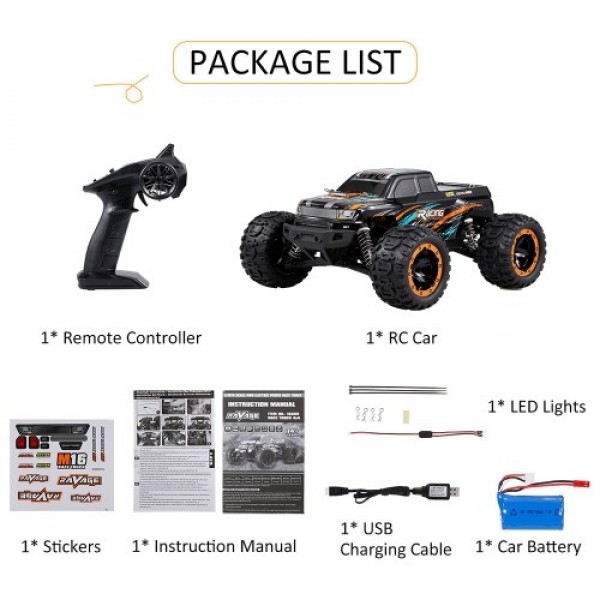 Linxtech 16889A 2.4G 4WD 1/16 30km/h RC Car Big Foot Car Toy