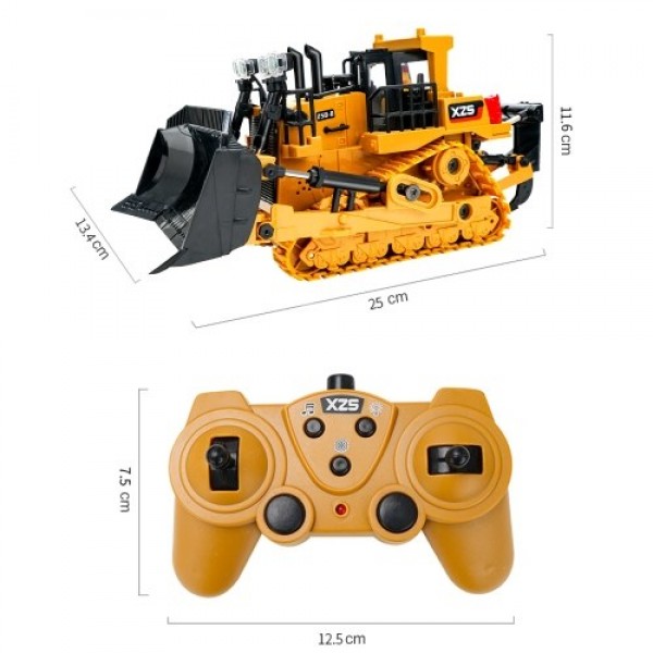 1:24 2.4G 9CH RC Bulldozer RC Tractor Truck Construction Engineering Vehicles with One Key Demonstration LED Light Simulation So