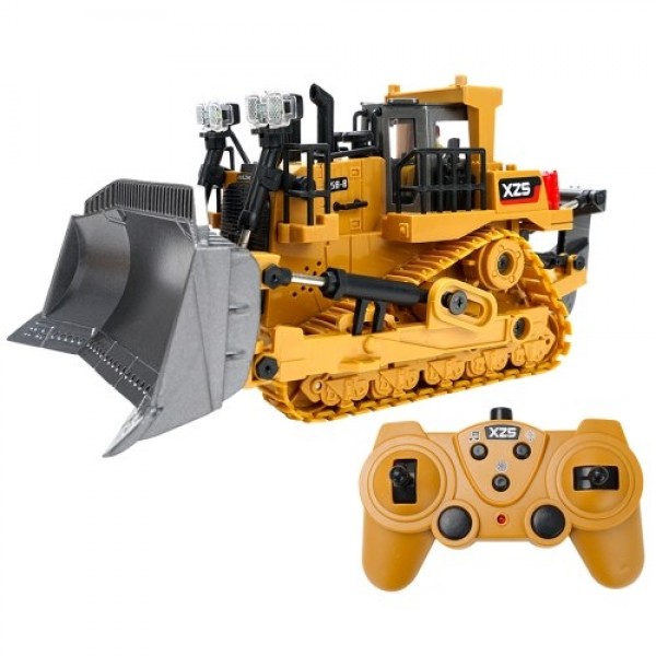 1:24 2.4G 9CH RC Bulldozer RC Tractor Truck Construction Engineering Vehicles with One Key Demonstration LED Light Simulation So