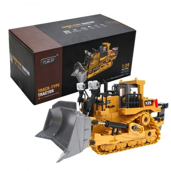 1:24 2.4G 9CH RC Bulldozer RC Tractor Truck Construction Engineering Vehicles with One Key Demonstration LED Light Simulation So