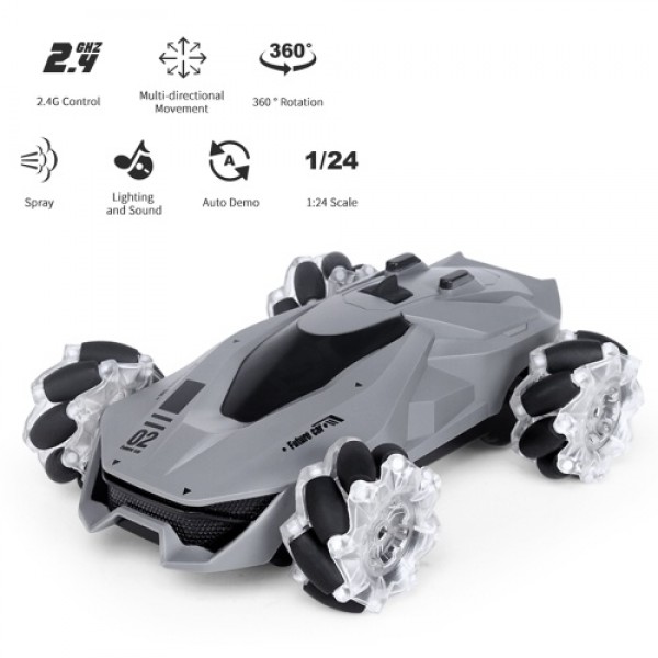 JJRC Q92 1:24 2.4G 4WD RC Stunt Car Remote Control Car 360°Rotation with LED Light and Music RC Car