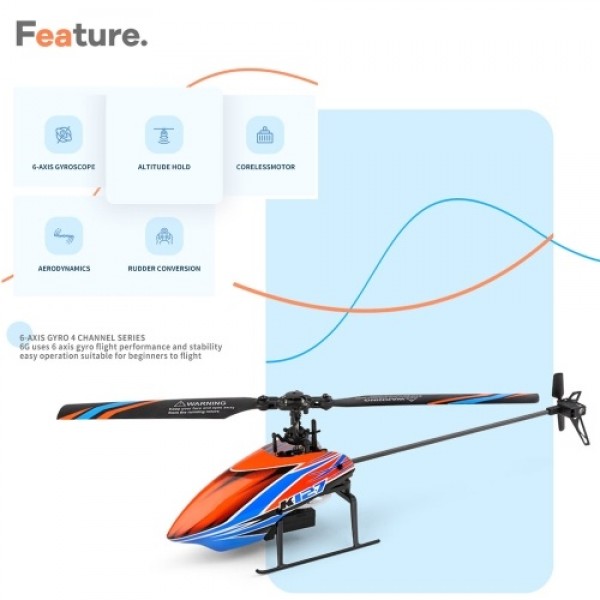 WLtoys K127 2.4G 4CH RC Helicopter 6-axis Gyro Single Blade RC Aircraft RC Plane Fixed Height RTF for Beginners