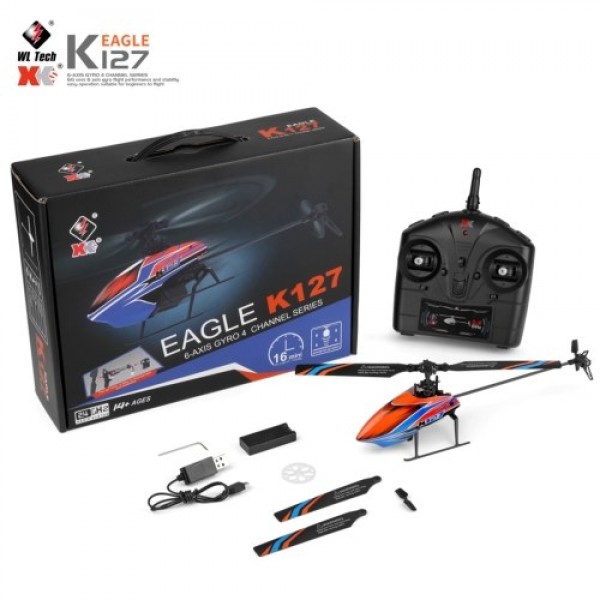 WLtoys K127 2.4G 4CH RC Helicopter 6-axis Gyro Single Blade RC Aircraft RC Plane Fixed Height RTF for Beginners