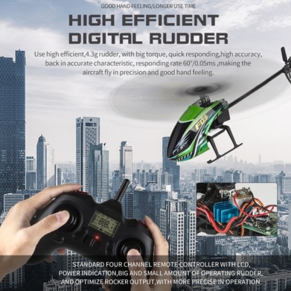 YU XIANG F03 4CH 6-axis Gyro Fly More Stable RC Helicopter Flybarless One Key Take off Height Hold Helicopter for Beginner RC To