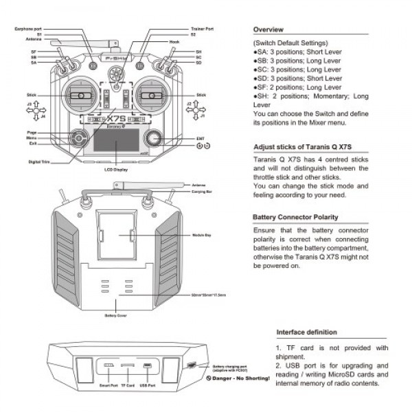 FrSky Taranis Q X7S 16CH Transmitter