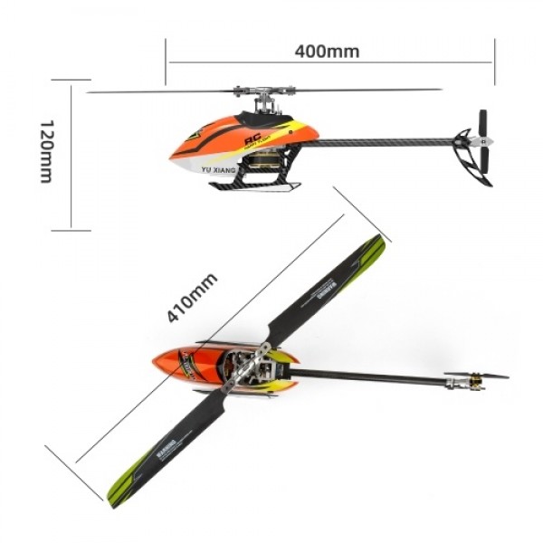 YU XIANG F180 2.4GHz 6CH Flybarless 3D/6G Stunt Helicopter RTF Dual Brushless Motor RC Helicopter