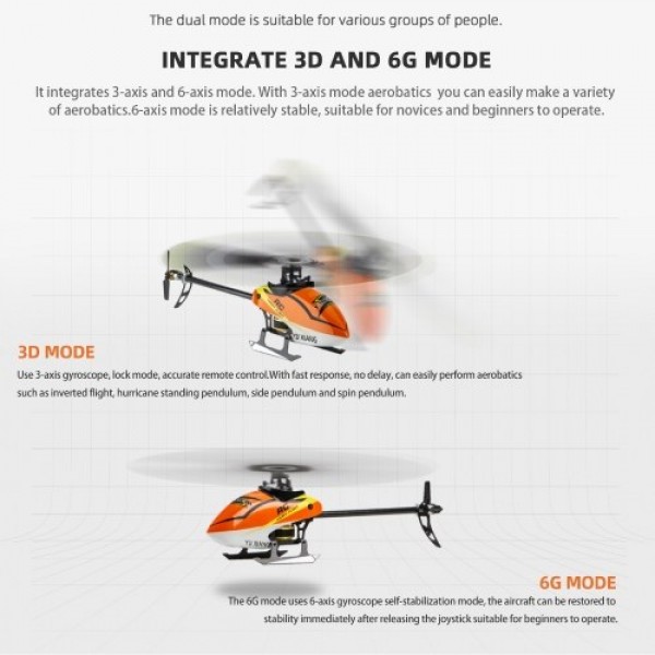 YU XIANG F180 2.4GHz 6CH Flybarless 3D/6G Stunt Helicopter RTF Dual Brushless Motor RC Helicopter