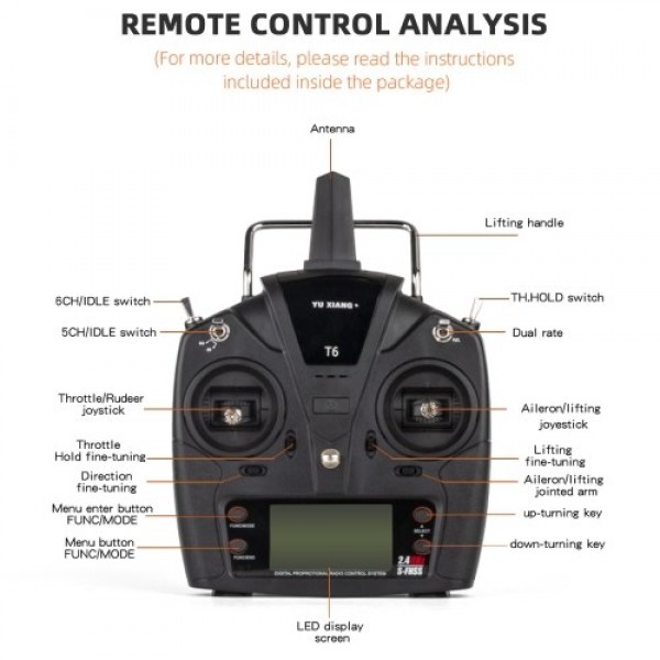 YU XIANG F180 2.4GHz 6CH Flybarless 3D/6G Stunt Helicopter RTF Dual Brushless Motor RC Helicopter