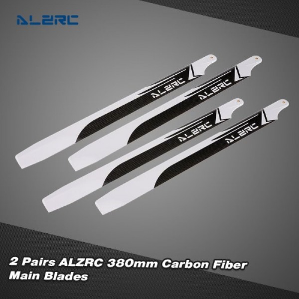 2 Pairs ALZRC 380mm Carbon Fiber Main Blades for Devil 380 FAST Align 470L RC Helicopter