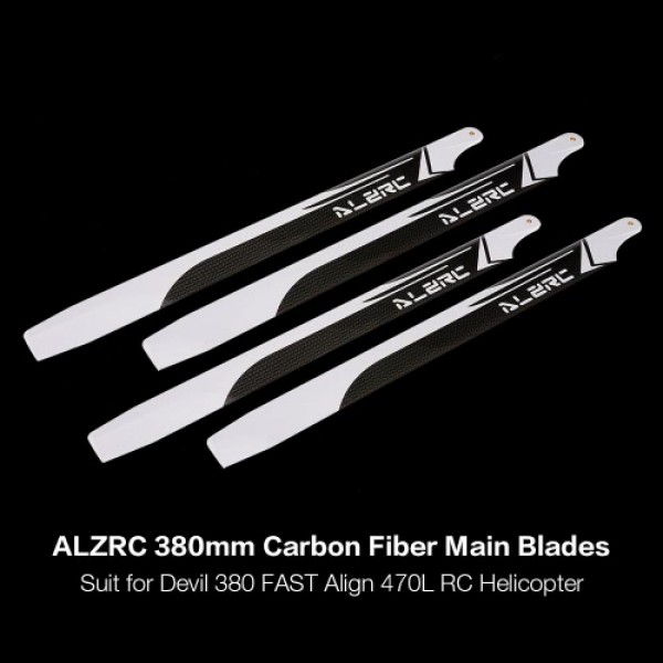 2 Pairs ALZRC 380mm Carbon Fiber Main Blades for Devil 380 FAST Align 470L RC Helicopter