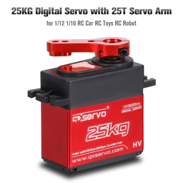 25KG Digital Servo with 25T Servo Arm IP66 Waterproof Copper Gear High Torque 180 Operating Angle