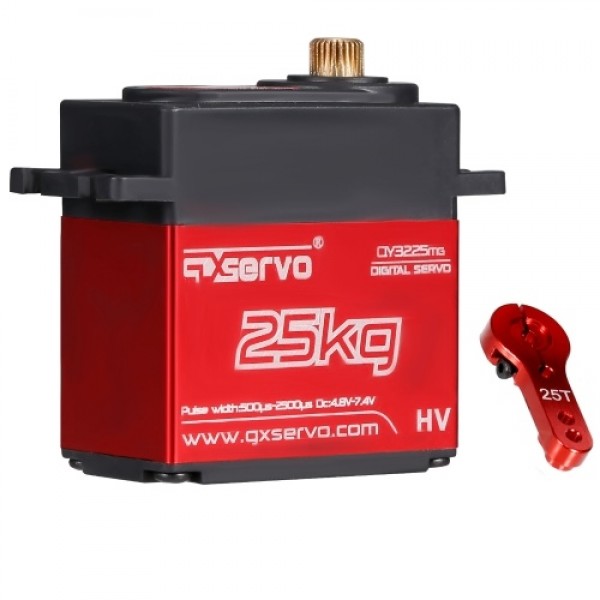 25KG Digital Servo with 25T Servo Arm IP66 Waterproof Copper Gear High Torque 180 Operating Angle