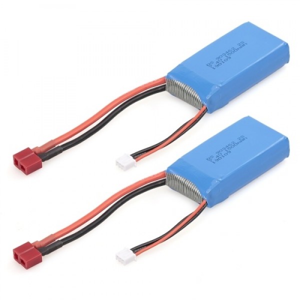 2pcs RC Li-Po Battery 7.4V 1500mAh 25C 2S Rechargeable with T Plug