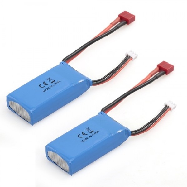 2pcs RC Li-Po Battery 7.4V 1500mAh 25C 2S Rechargeable with T Plug