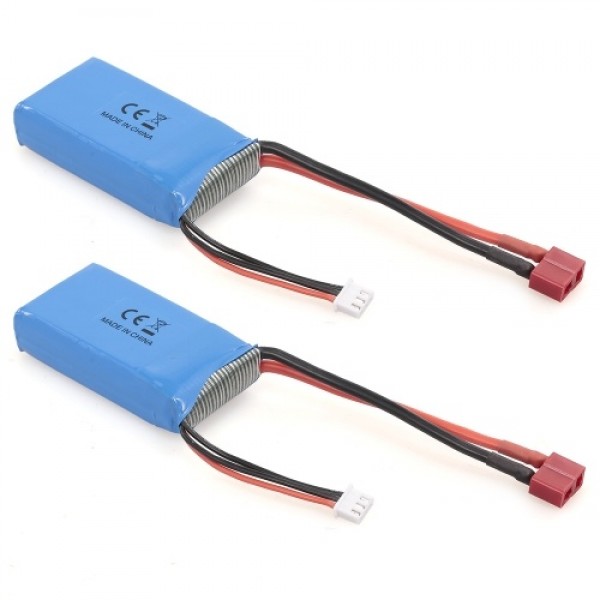 2pcs RC Li-Po Battery 7.4V 1500mAh 25C 2S Rechargeable with T Plug