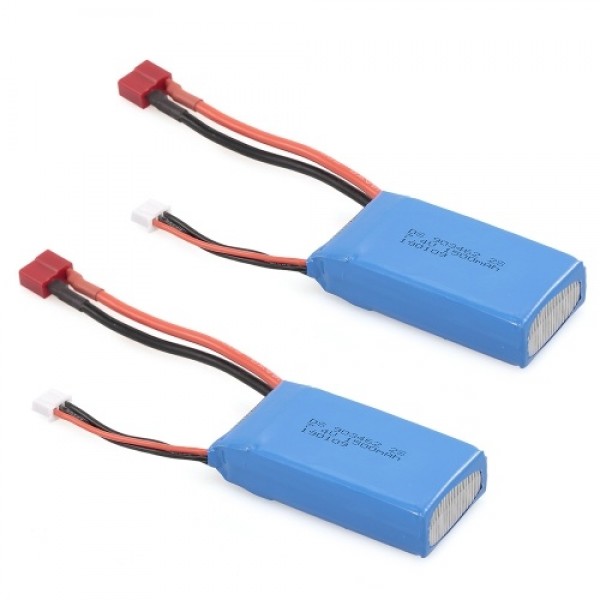 2pcs RC Li-Po Battery 7.4V 1500mAh 25C 2S Rechargeable with T Plug