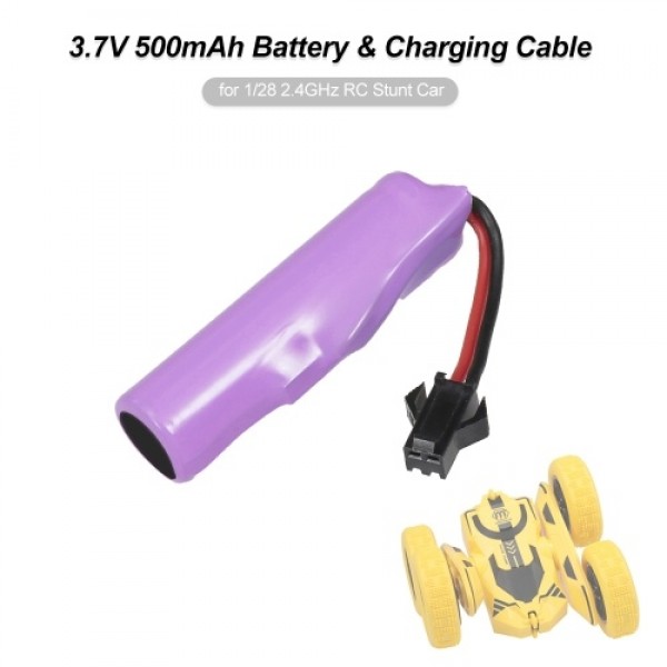 3.7V 500mAh Battery &amp; Charging Cable for 1/28 2.4GHz RC Stunt Car