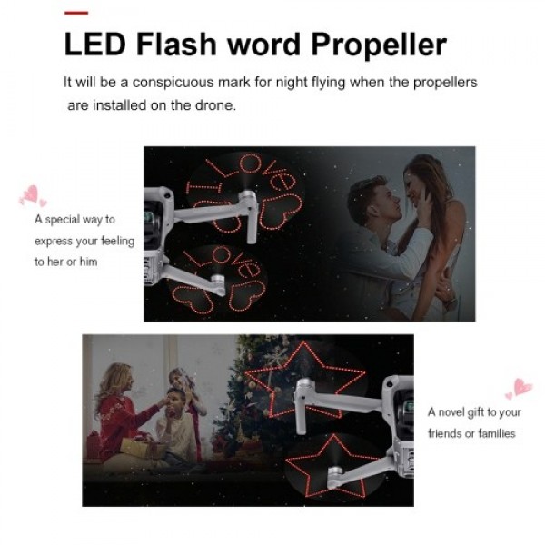 LED Flash Propeller Compatible with DJI Mavic Air 2 Low Noise Quick Release Rechargeable for Party Proposal Performance