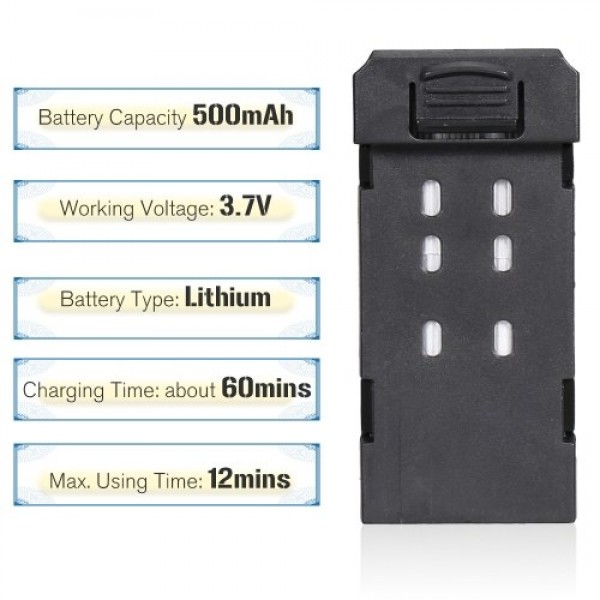 3.7V 500mAh Lithium Replacement Battery Modular Battery Compatible with LS-XT6 RC Drone