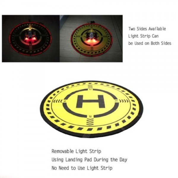 70cm/27.5inch RC Drone Landing Pad with LED Light Drone Parking Apron Waterproof Fast Fold 2-sides Available Compatible with DJI