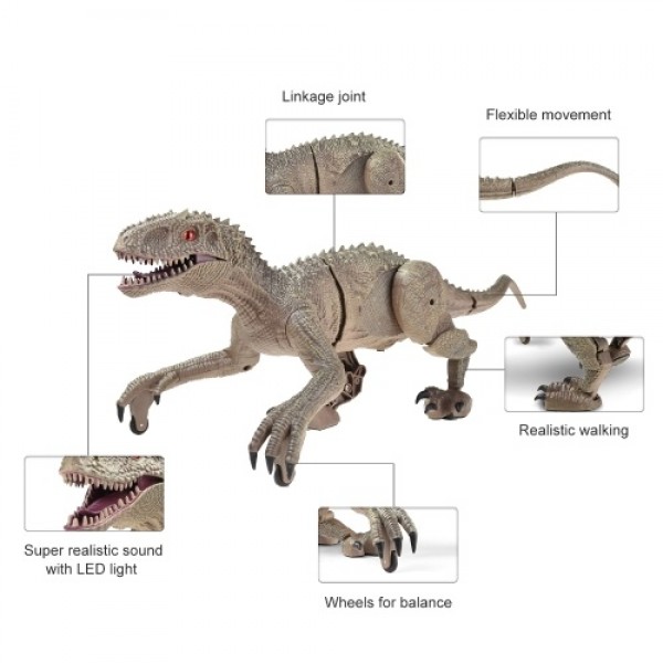 2.4 Ghz Simulation RC Velociraptor Realistic Dino Remote Control Dinosaur with LED Light Roaring