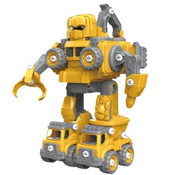 Removable Robot Toys Engineering Vehicle 5 in 1 Construction Toys Kids Building Toys with Light and Music