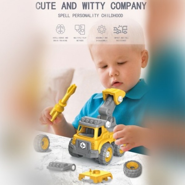 Removable Robot Toys Engineering Vehicle 5 in 1 Construction Toys Kids Building Toys with Light and Music