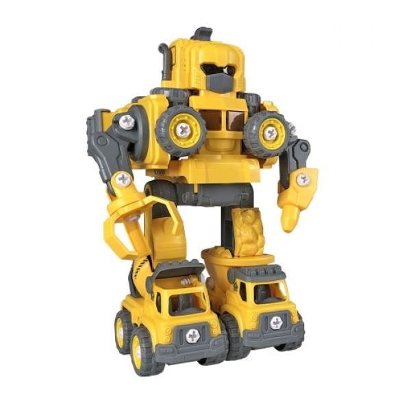 Removable Robot Toys Engineering Vehicle 5 in 1 Construction Toys Kids Building Toys with Light and Music