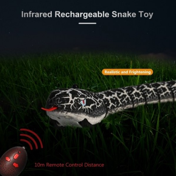 RC Snake Toy 15.5in Infrared Rechargeable Rattlesnake Toy with Retractable Tongue and Swinging Tail