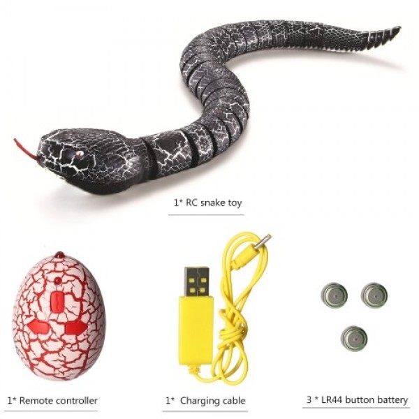 RC Snake Toy 15.5in Infrared Rechargeable Rattlesnake Toy with Retractable Tongue and Swinging Tail