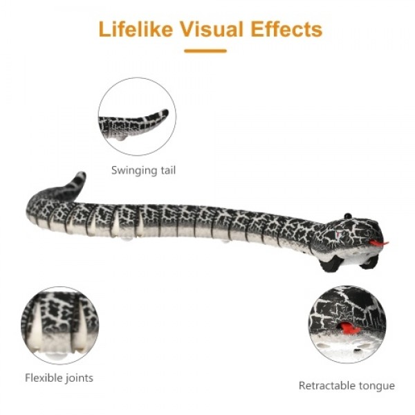 RC Snake Toy 15.5in Infrared Rechargeable Rattlesnake Toy with Retractable Tongue and Swinging Tail