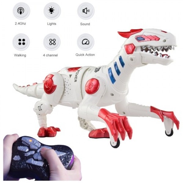 2.4Ghz Simulated Walking 4 Channel Mechanical Dinosaur Toy with Light and Sound