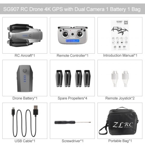 SG907 GPS 5G WIFI 1080P RC Drone with Dual Camera 18 mins Flight Time with Bag