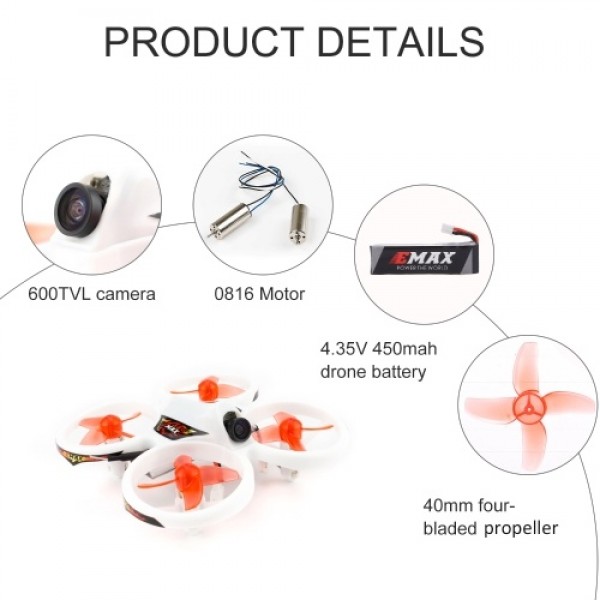 EMAX EZ Pilot Drone FPV Racing Drone with 600TVL Camera Speed 3 Levels Gyroscope Auto-leveling Smart Height Assist with FPV Glas