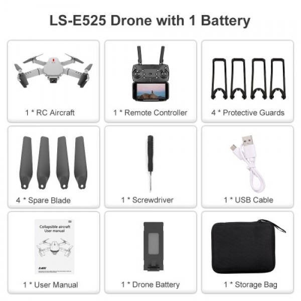 LS-E525 WiFi FPV 4K Camera Drone Headless Mode Dual Camera Drone