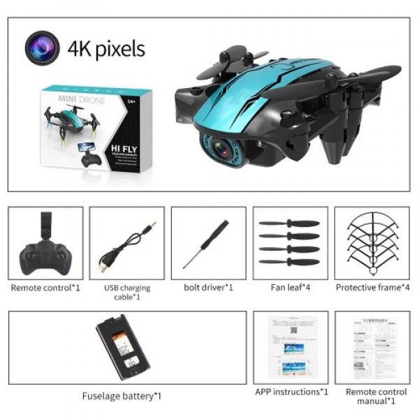 CS02 Wifi FPV 4K Camera RC Drone Beginner Drone Mini Folding Quadcopter Toy Headless Mode Track Flight LED Lights