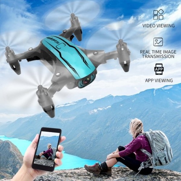 CS02 Wifi FPV 4K Camera RC Drone Beginner Drone Mini Folding Quadcopter Toy Headless Mode Track Flight LED Lights