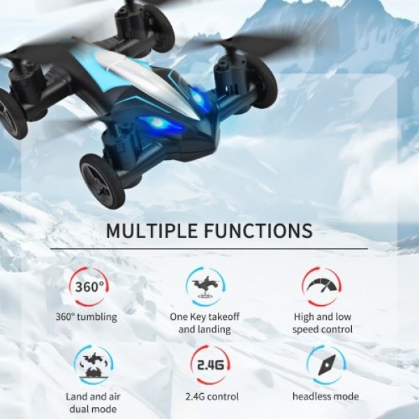 2 in 1 RC Car RC Drone Land Air RC Toys One Key Take off Landing 3D Flight Headless Mode Night Light