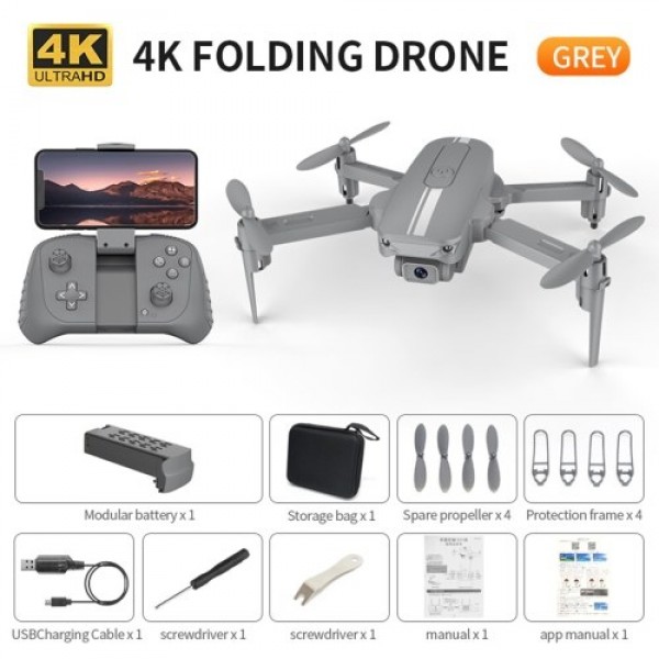 4K Camera Wifi FPV Drone Mini Folding Quadcopter Toy with Headless Mode Gesture Photo Video Function Storage Bag Package