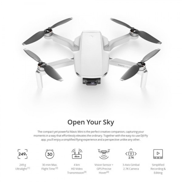 DJI Mavic Mini 4KM FPV Drone with 2.7K Camera 3-Axis Gimbal 30mins Flight Time 249g Ultralight GPS RC Quadcopter