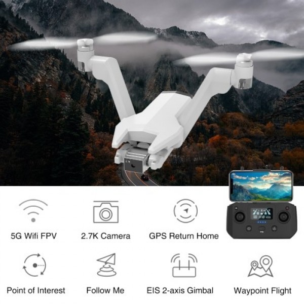 L100 V-shaped 5G Wifi GPS RC Drone with 2.7K Camera EIS 2-axis Gimbal Brushless Motor Quadcopter with ​Storage Bag