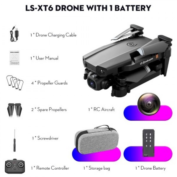 LS-XT6 1080P Camera RC Drone Track Flight Gravity Sensor Gesture Photo Video Altitude Hold Headless Mode RC Quadcopter