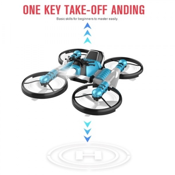 2 in 1 Motorcycle Aircraft Deformation RC Drone for Beginners Land Air RC Toys Gravity Sensor(Watch Control Mode 2 Battery)